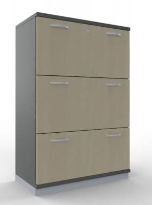 Registraturschrank 3 Ordnerhöhen, 80 cm breit mit Metallsockel